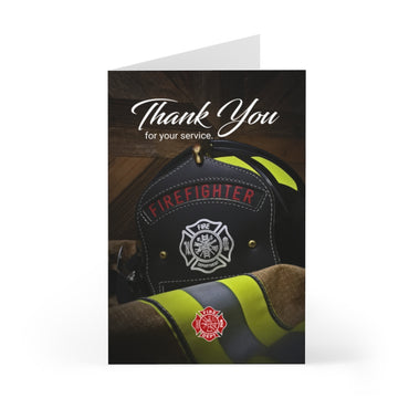 Firefighter Helmet & Jacket Thank You For Your Service Greeting Cards (7 pcs)