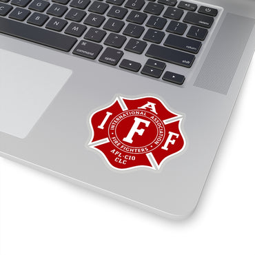 IAFF Maltese Cross Shape Cut Stickers - firestationstore.com - Paper products