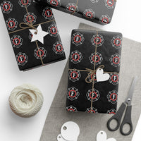 IAFF Maltese Cross Wrapping Paper Roll - BLK - Red & White Fire Department Gift Wrap