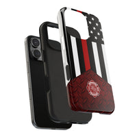 Volunteer Firefighter Red Diamond Plate and Thin Red Line Tough Phone Cases