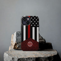 Volunteer Firefighter Red Diamond Plate and Thin Red Line Tough Phone Cases