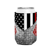Firefighter Thin Red Line Can Cooler Sleeve, Insulated Beverage Holder