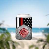 Firefighter Thin Red Line Can Cooler Sleeve, Insulated Beverage Holder