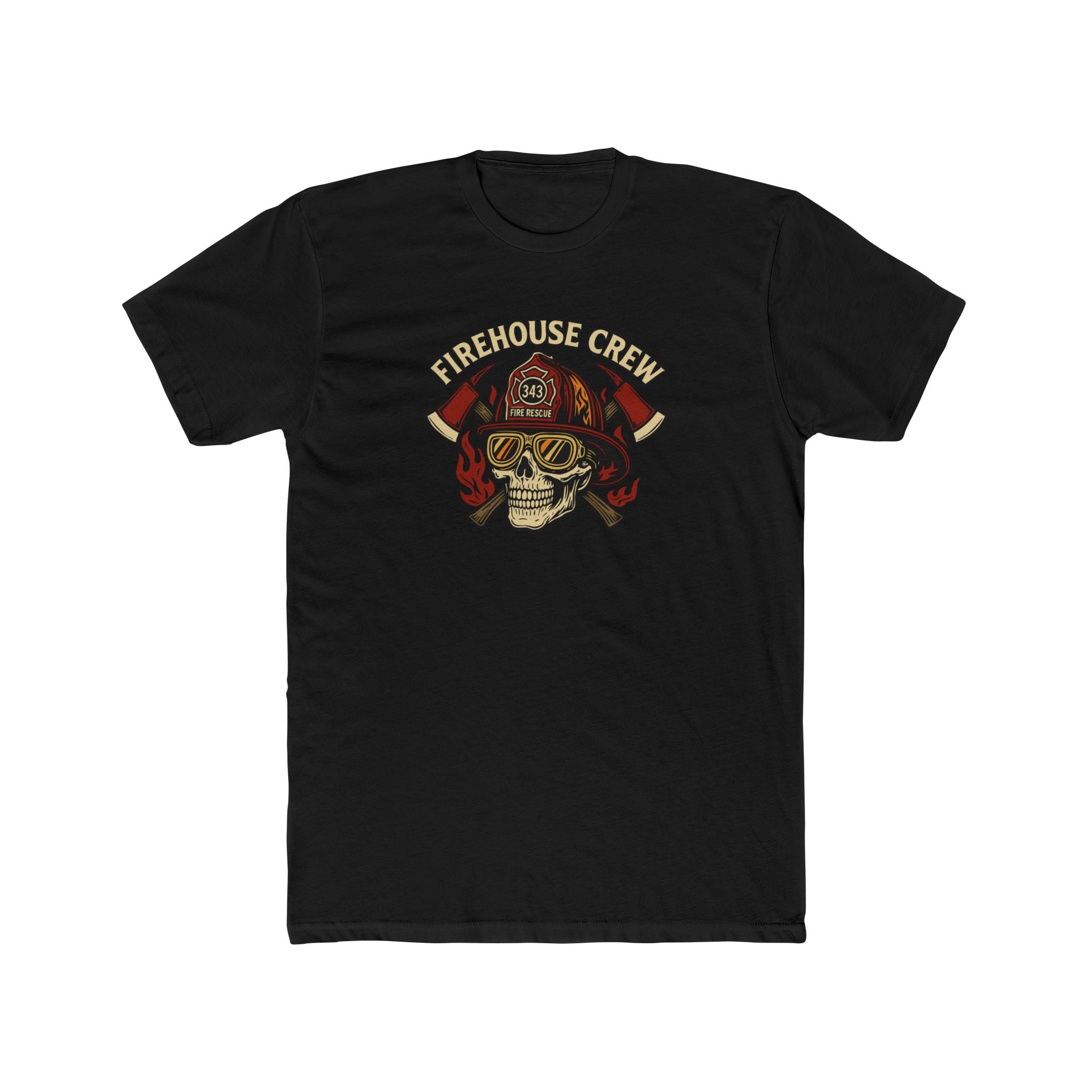 Firehouse Crew Skull T-Shirt | Unisex Cotton Tee for Firefighters
