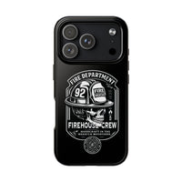 Vintage Fire Department BW Skull Tough Phone Case — Firehouse Crew Rescue Protective Case