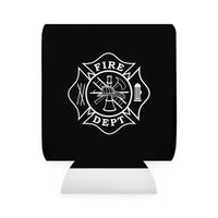 Firefighter Maltese Cross Can Cooler Sleeve, Black Insulated Beverage Holder