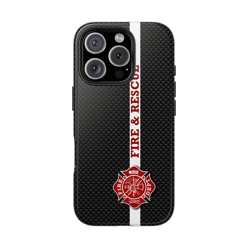 Firefighter Carbon Fiber Printed Case Mate Tough Phone Cases - firestationstore.com