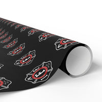 IAFF Maltese Cross Wrapping Paper Roll - BLK - Red & White Fire Department Gift Wrap