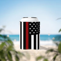 Firefighter Thin Red Line Can Cooler Sleeve, Insulated Beverage Holder