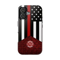 Volunteer Firefighter Red Diamond Plate and Thin Red Line Tough Phone Cases