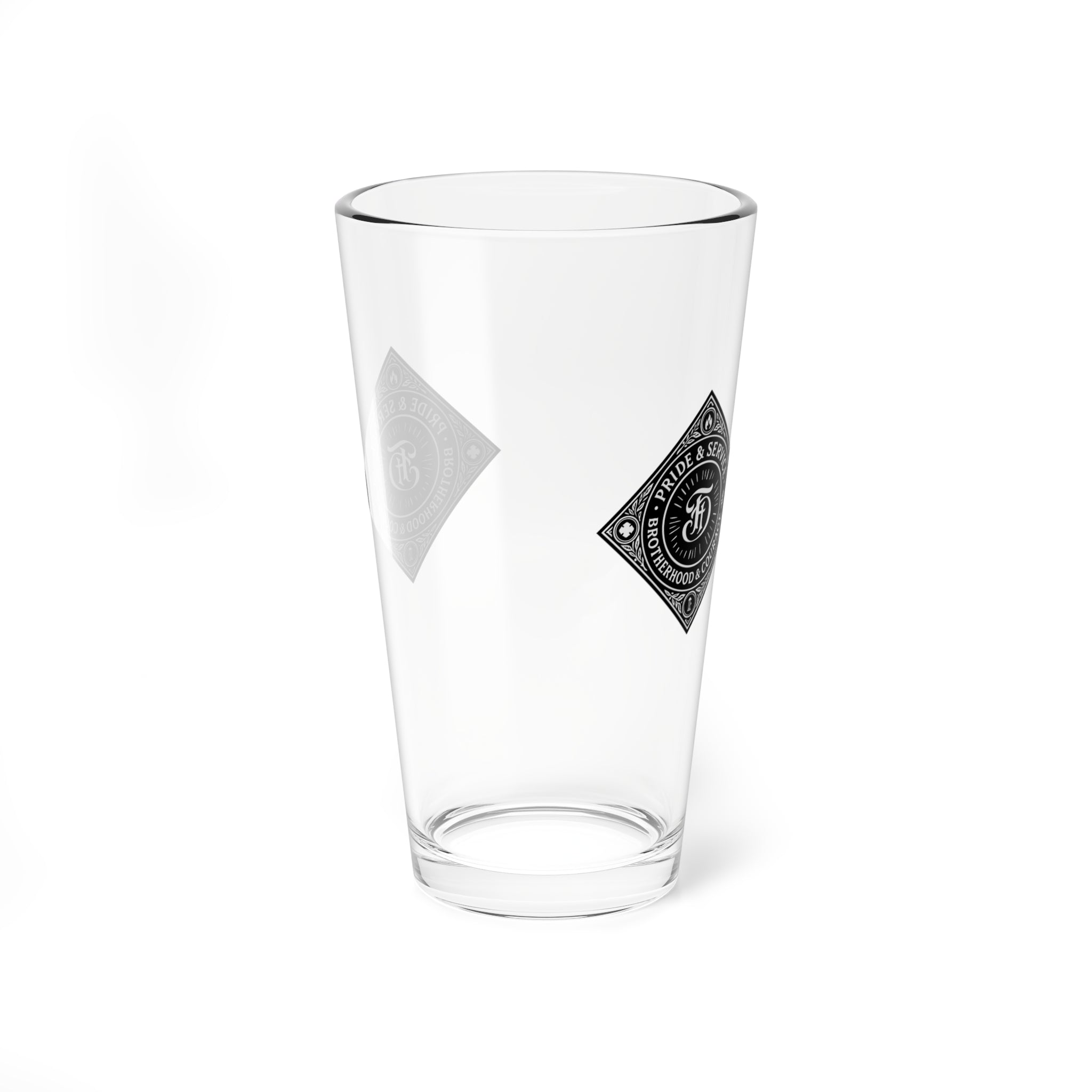 FD Diamond  Service and Brotherhood Pint Glass, 16oz | Custom Barware