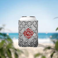 Firefighter Can Cooler Sleeve, Diamond Plate Print Insulated Beverage Holder