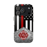 Volunteer Firefighter Diamond Plate and Thin Red Line Tough Phone Cases - firestationstore.com