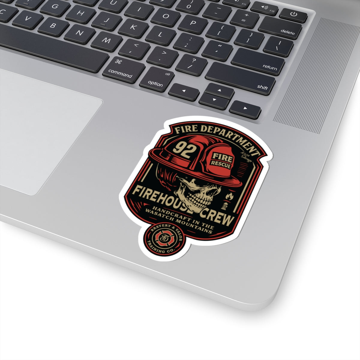 Firehouse Crew Skull Helmet - Vintage Color- Kiss-Cut Sticker