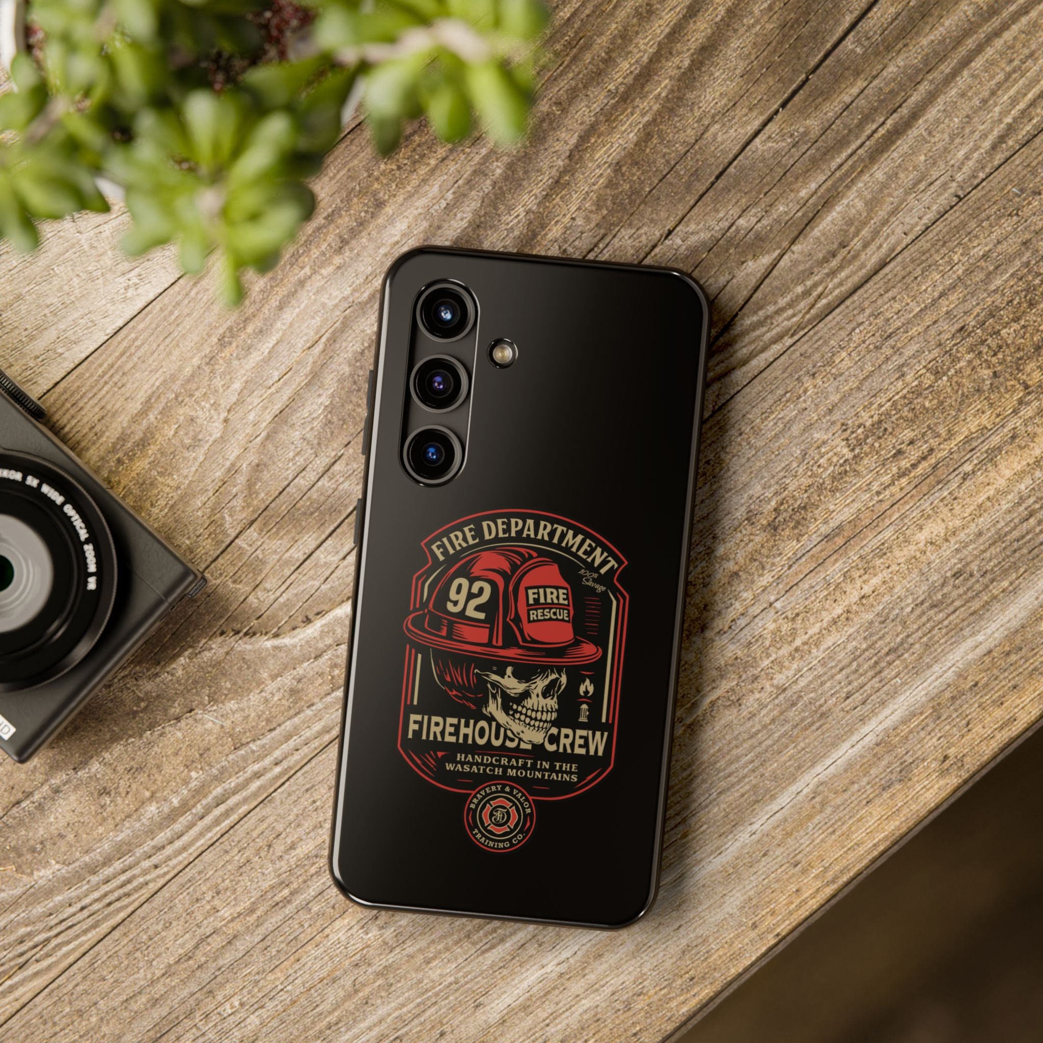 Vintage Fire Department Skull Tough Phone Case — Firehouse Crew Rescue Protective Case