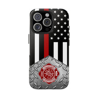 Volunteer Firefighter Diamond Plate and Thin Red Line Tough Phone Cases - firestationstore.com
