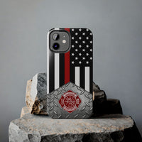 Volunteer Firefighter Diamond Plate and Thin Red Line Tough Phone Cases - firestationstore.com
