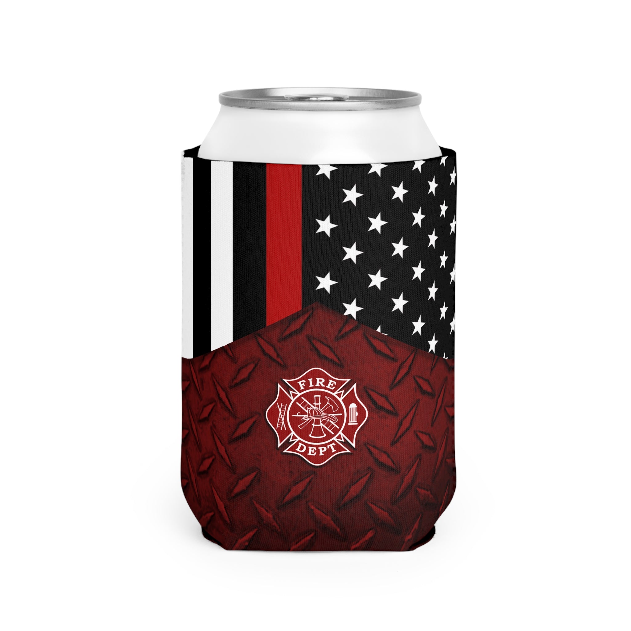 Firefighter Thin Red Line Can Cooler Sleeve, Insulated Beverage Holder