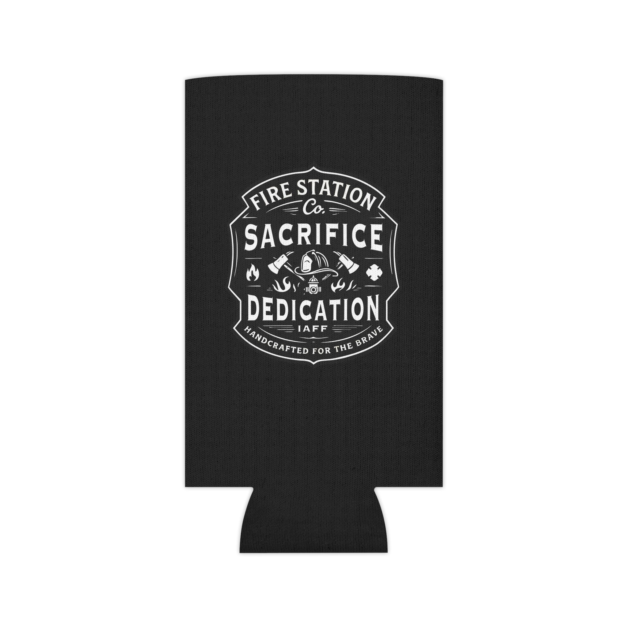 Fire Station 'Sacrifice & Dedication' BW Koozie Can Cooler