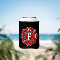 IAFF Firefighter Maltese Cross Can Cooler Sleeve, Black Insulated Beverage Holder