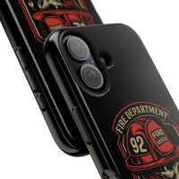 Vintage Fire Department Skull Tough Phone Case — Firehouse Crew Rescue Protective Case