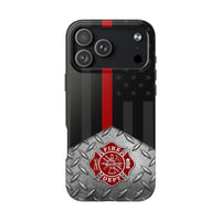 Firefighter Diamond Plate and  Thin Red Line Tough Phone Cases - firestationstore.com