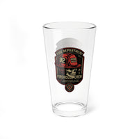 Firehouse Crew – Vintage Fire Department Badge Mixing Glass – 16oz Beer & Cocktail Glass