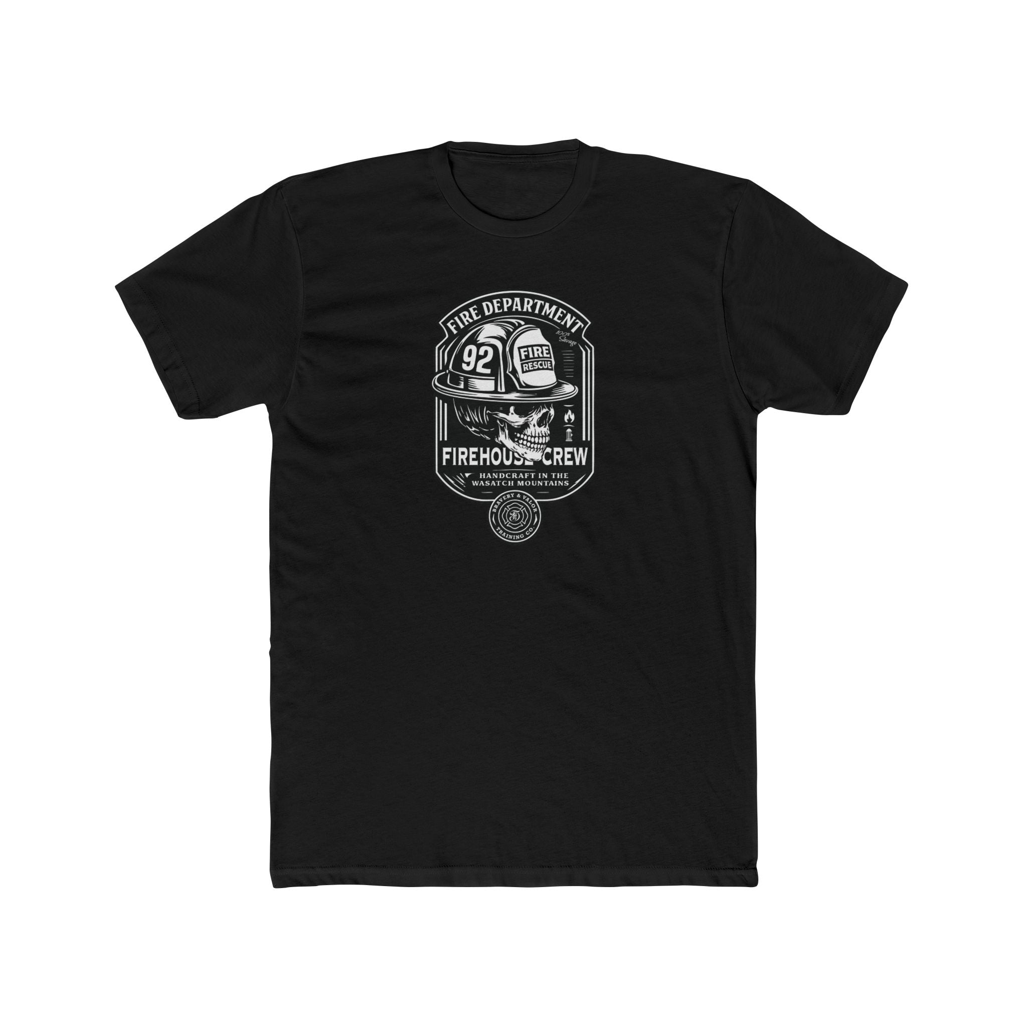 Firehouse Crew Tee – Vintage Fire Department BW Badge T‑Shirt