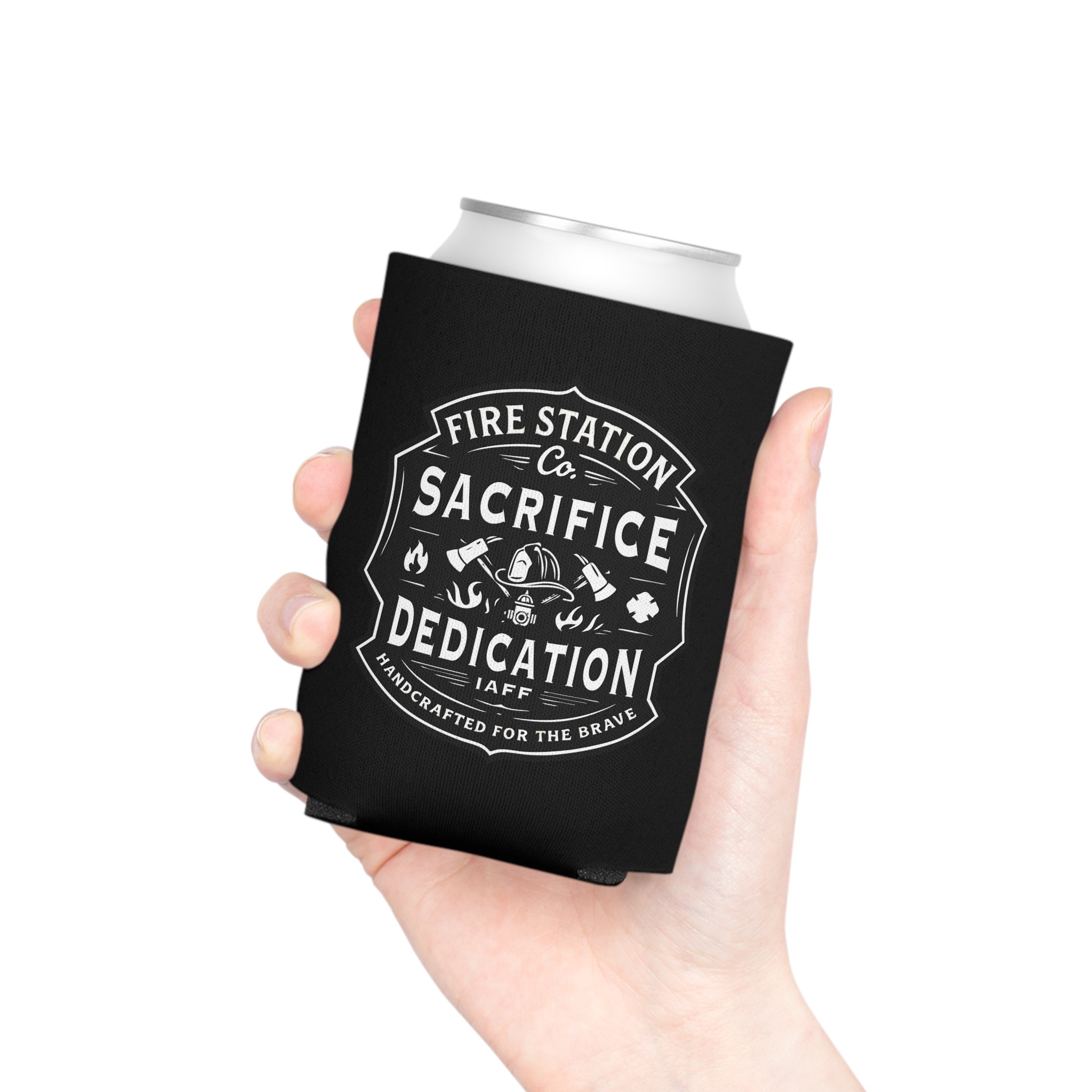 Fire Station 'Sacrifice & Dedication' BW Koozie Can Cooler