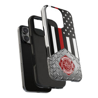 Volunteer Firefighter Diamond Plate and Thin Red Line Tough Phone Cases - firestationstore.com