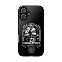 Vintage Fire Department BW Skull Tough Phone Case — Firehouse Crew Rescue Protective Case