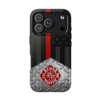 Firefighter Diamond Plate and  Thin Red Line Tough Phone Cases - firestationstore.com