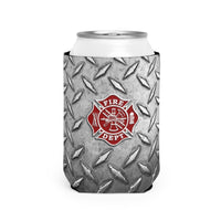 Firefighter Can Cooler Sleeve, Diamond Plate Print Insulated Beverage Holder