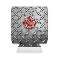 Firefighter Can Cooler Sleeve, Diamond Plate Print Insulated Beverage Holder
