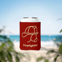 Firefighter Helmet Line Art Edition Can Cooler Sleeve, Insulated Beverage Holder