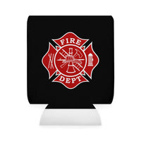 Firefighter Maltese Cross Can Cooler Sleeve, Black Insulated Beverage Holder