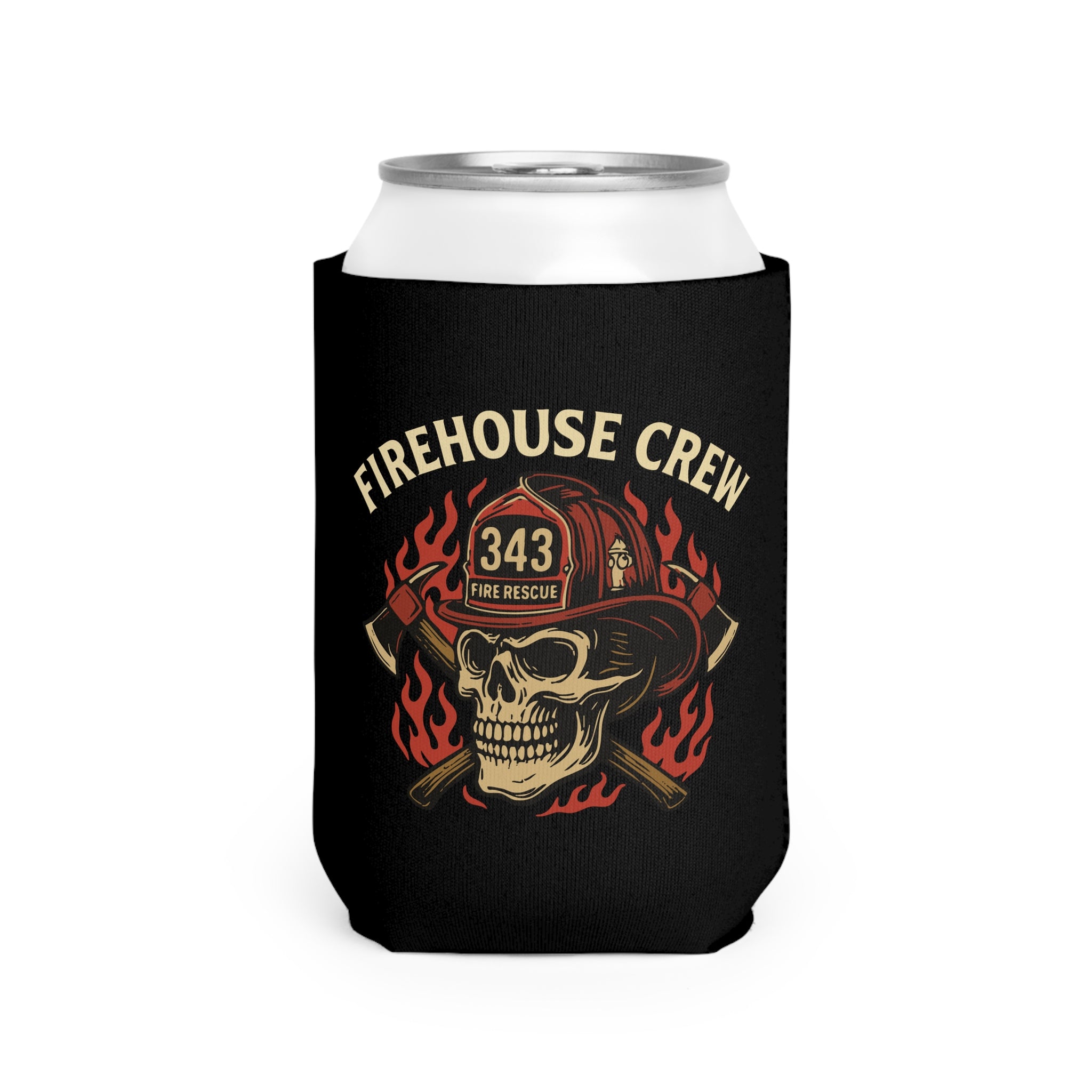 Fire House Crew Helmet V2 Can Cooler Sleeve, Insulated Beverage Holder
