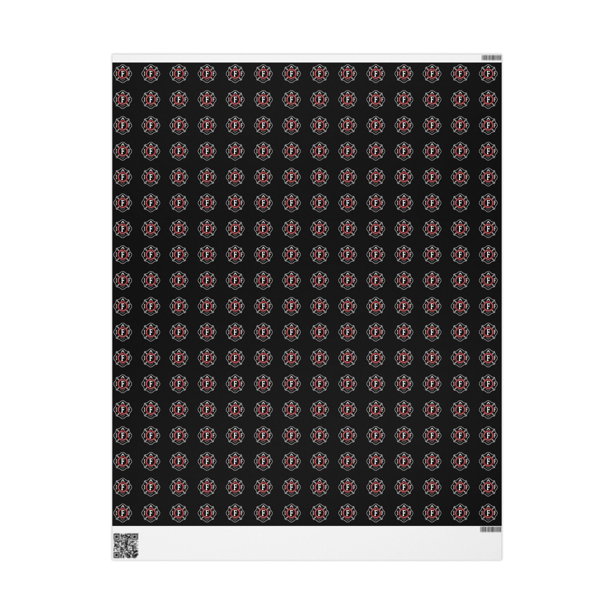 IAFF Maltese Cross Wrapping Paper Roll - BLK - Red & White Fire Department Gift Wrap