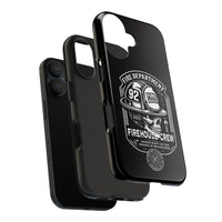 Vintage Fire Department BW Skull Tough Phone Case — Firehouse Crew Rescue Protective Case