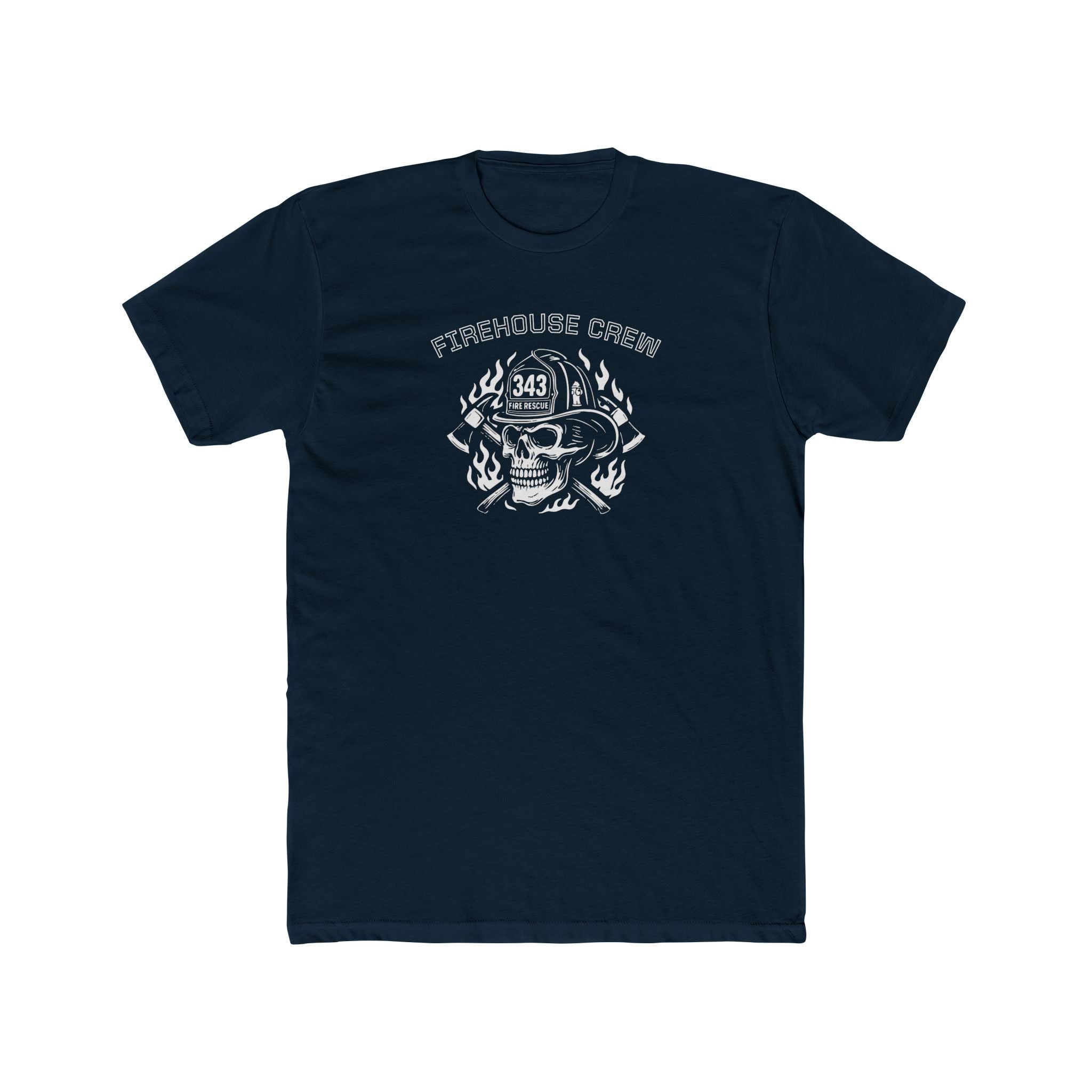 Firehouse Crew Skull T-Shirt White | Cotton Tee for Firefighters