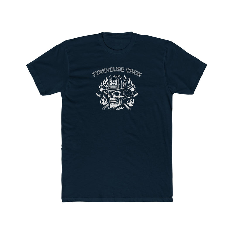 Firehouse Crew Skull T-Shirt White | Cotton Tee for Firefighters