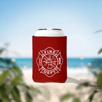 Firefighter Maltese Cross Can Cooler Sleeve, Red Insulated Beverage Holder