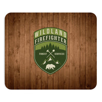 Wildland Firefighter with Wood Background Mousepad