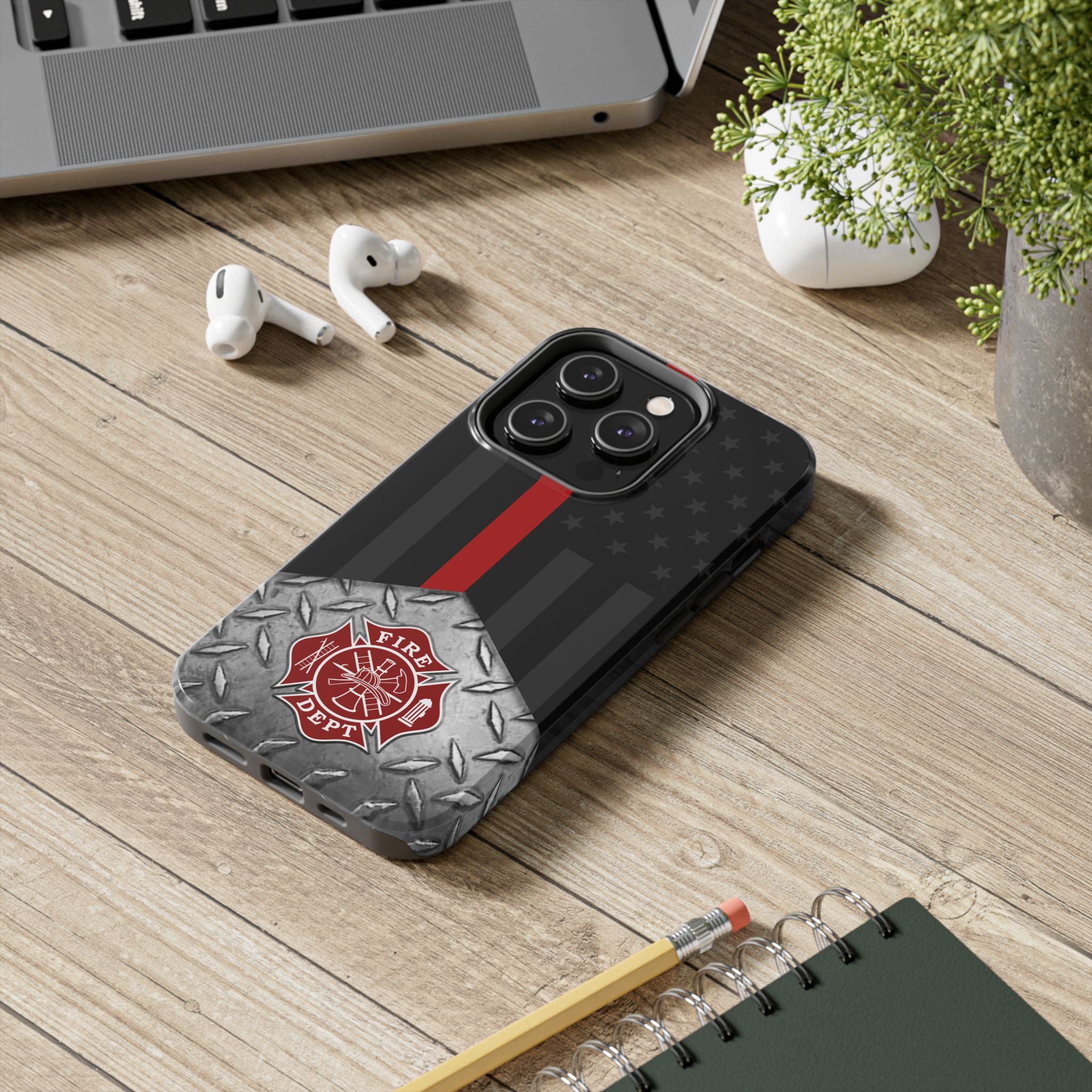 Firefighter Diamond Plate and  Thin Red Line Tough Phone Cases - firestationstore.com