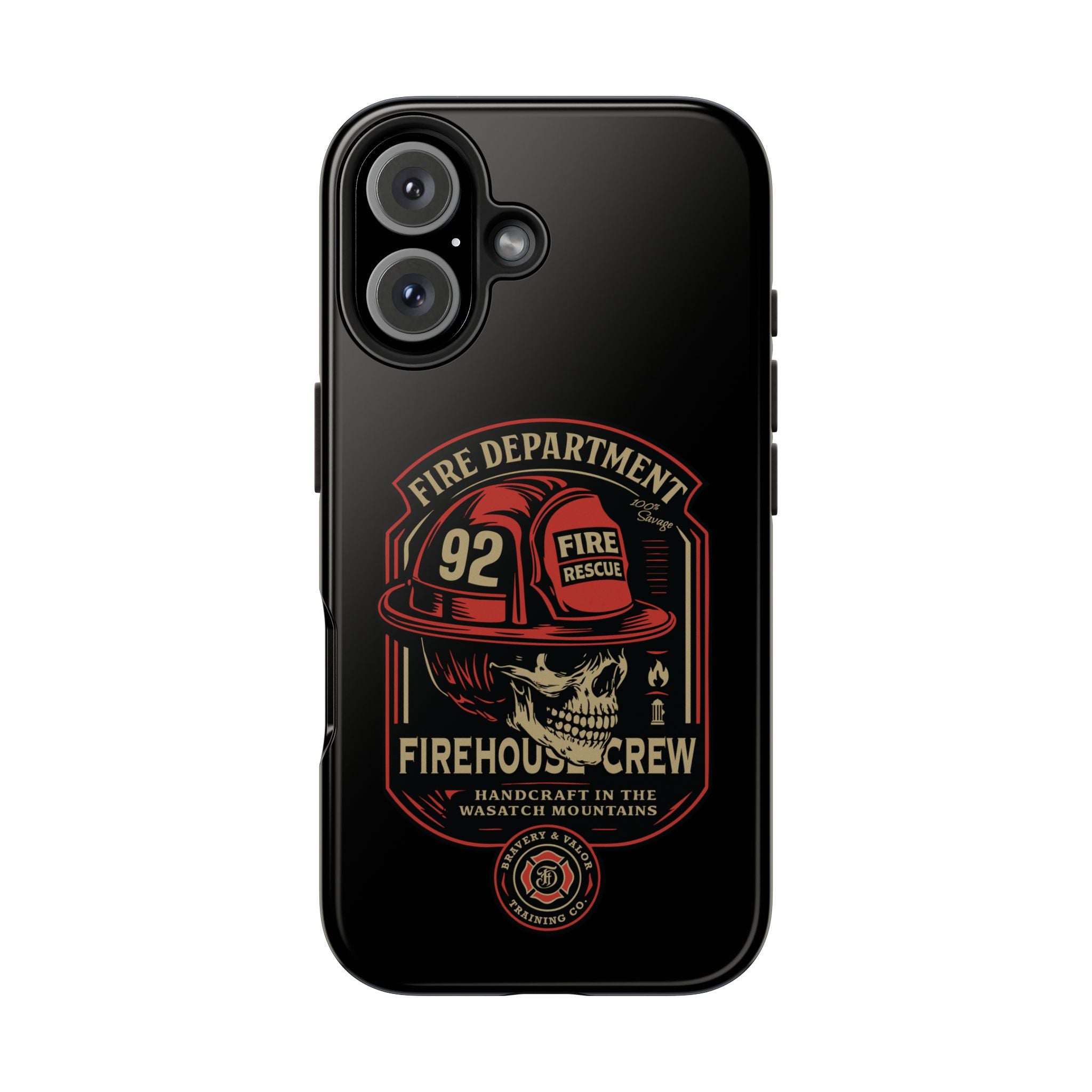 Vintage Fire Department Skull Tough Phone Case — Firehouse Crew Rescue Protective Case