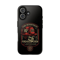 Vintage Fire Department Skull Tough Phone Case — Firehouse Crew Rescue Protective Case