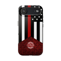 Volunteer Firefighter Red Diamond Plate and Thin Red Line Tough Phone Cases