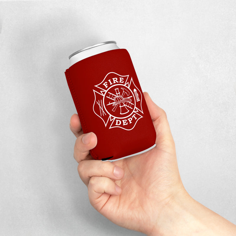 Firefighter Maltese Cross Can Cooler Sleeve, Red Insulated Beverage Holder