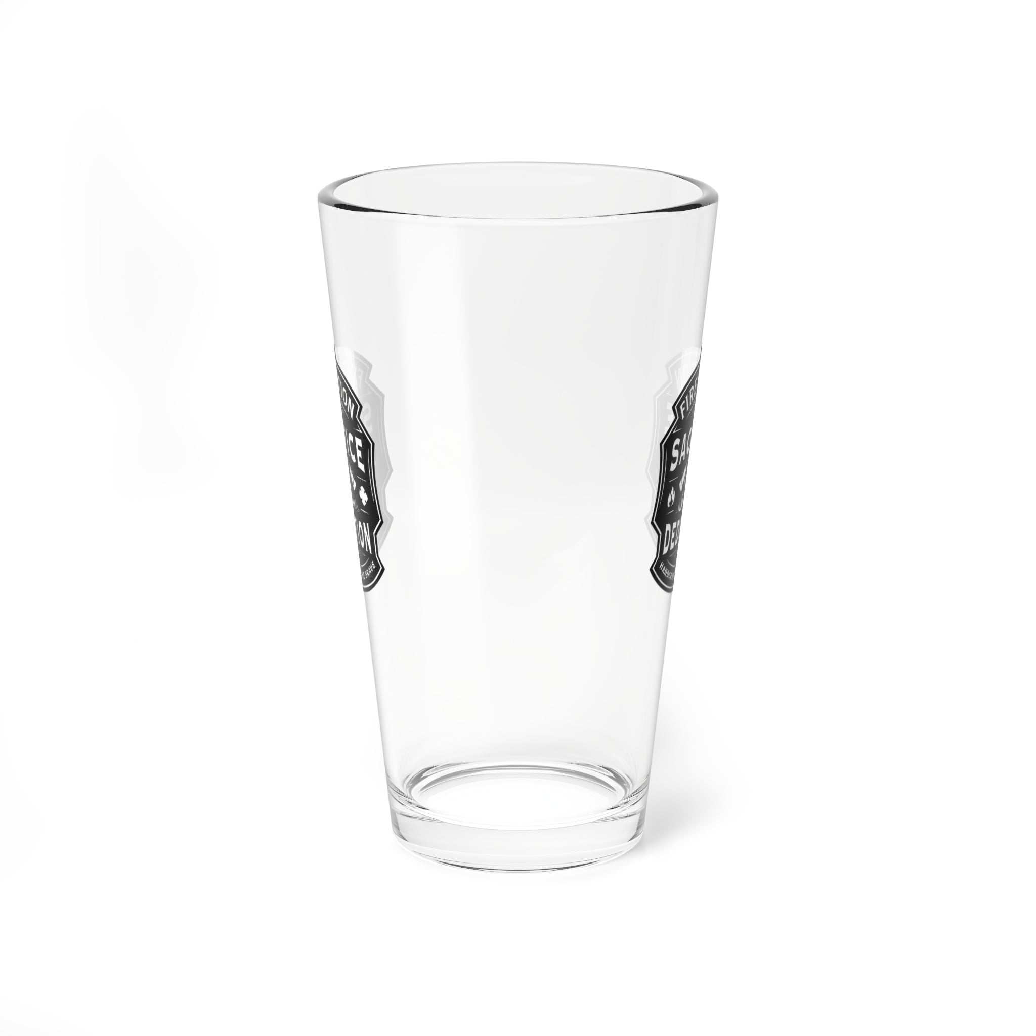 Fire Station (Sacrifice • Dedication) Mixing Glass BW – 16oz Beer & Cocktail Glass