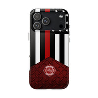 Volunteer Firefighter Red Diamond Plate and Thin Red Line Tough Phone Cases - firestationstore.com
